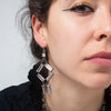 Large Faceted Baguette Deco Chain Drop Earrings - EJ2244