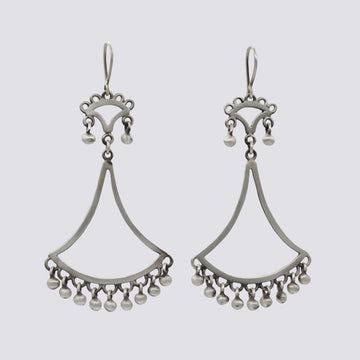 Scalloped Earrings with Ball Dangles - EJ2277