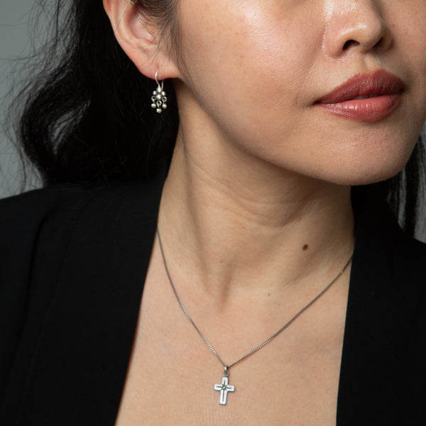 Tiny Cross Necklace with Star Set Stone – Jane Diaz NY