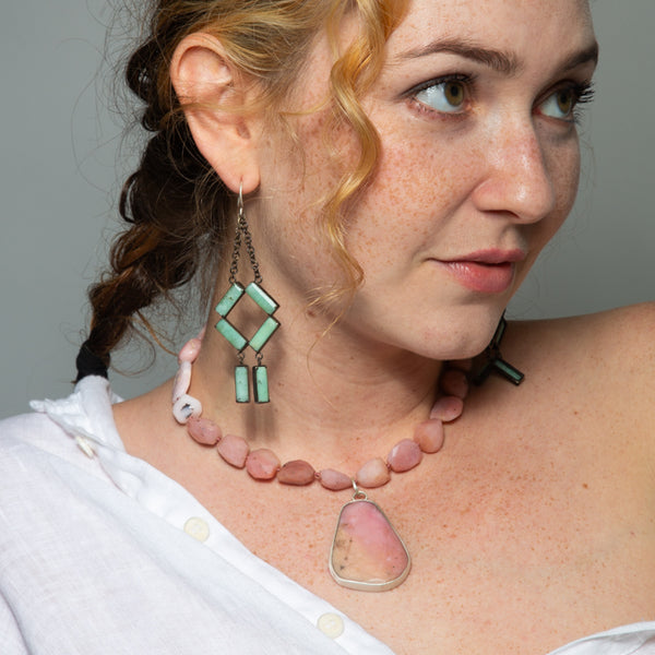 Knotted Peruvian Pink Opal Necklace - KNTPO-3 – Jane Diaz NY
