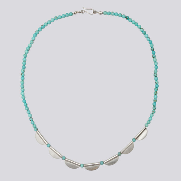 Beaded Necklace with Scalloped Sterling Silver - KNT23 - Click for