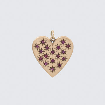 Large Rose Gold Heart Charm With Rubies