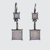 Sterling Silver Faceted Claw Set Square Stone Drop Earrings