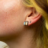 Oval Cabochon and Baguette Double Stone Stud - EJ2143