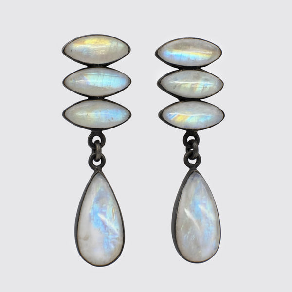Jane Diaz | Triple Glowing Oval Cabochon Ring in Rainbow Moonstone main image 0