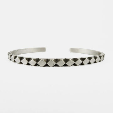 Hand Carved Diamond Pattern Cuff Bracelet