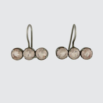 Three Stone Bar Drop Earrings