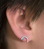 Sterling Silver Arc Stud with Tiny Diamond Earrings