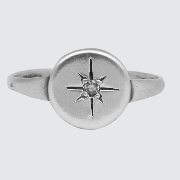 Disc with Star Set Diamond Ring – Jane Diaz NY