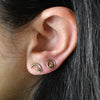 Golden Arc Stud Earrings with Diamonds