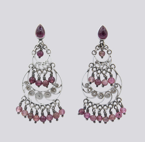 Filigree Pink Tourmaline Earrings - EARRINGS 45