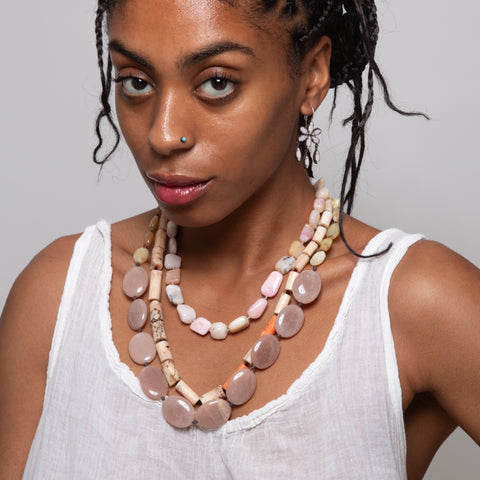 Knotted Mixed Stone Necklace - KNTMX-5