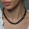 Knotted Black Onyx and Smokey Quartz Necklace - KNT21