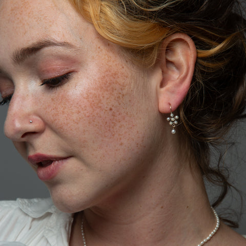Pearl Flower Drops with Dangles