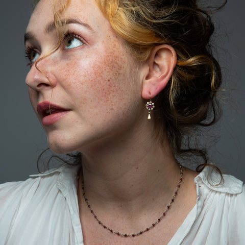 Diamond and Garnet Drop with Teardrop Dangle