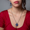 Lapis Mosaic Hexagon Pendant Necklace- NECKLACE 52