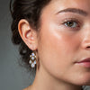 Faceted Stone Cluster with Three Teardrops Gold Earrings