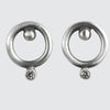 Small Circle Stud Earring with Ball and Stone