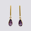 Bar Stud with Faceted Stone Tear Drop Earring