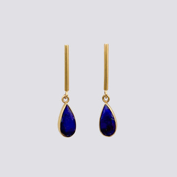 Bar Stud with Faceted Stone Tear Drop Earring