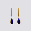Bar Stud with Faceted Stone Tear Drop Earring