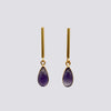 Bar Stud with Cabochon Stone Tear Drop Earring