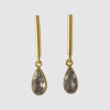 Bar Stud with Faceted Stone Tear Drop Earring