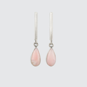Bar Stud with Cabochon Stone Tear Drop Earring