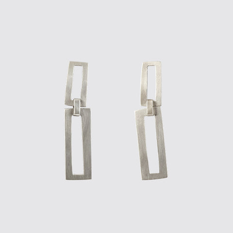 Double Link Stud Drop Earrings