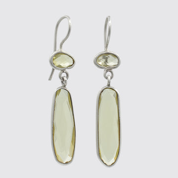 Long Skinny Organic Shaped Faceted Stone Drops- EJ2083