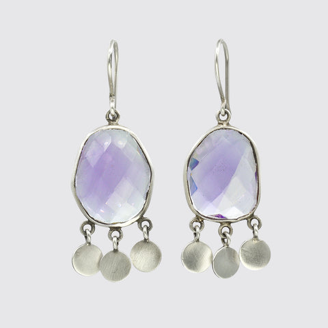 Faceted Organic Shaped Stone Drops With Disc Dangles - EJ2136