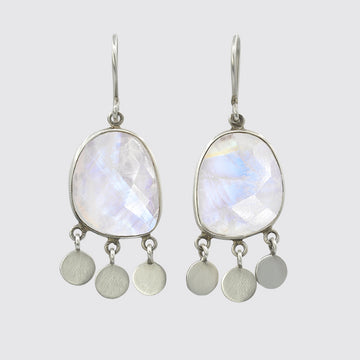 Faceted Organic Shaped Stone Drops With Disc Dangles - EJ2136