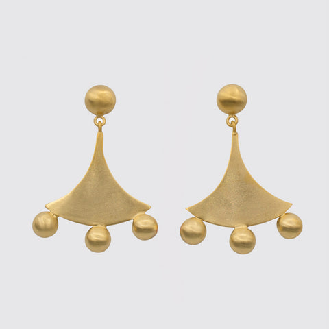 Domed Stud Top with Flare Shape Earrings - EJ2232