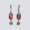 Faceted Banded Carnelian Oval and Round Drop Earrings - EJ2238