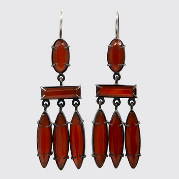 Faceted Oval and Baguette with Marquis Dangles Earrings - EJ2239