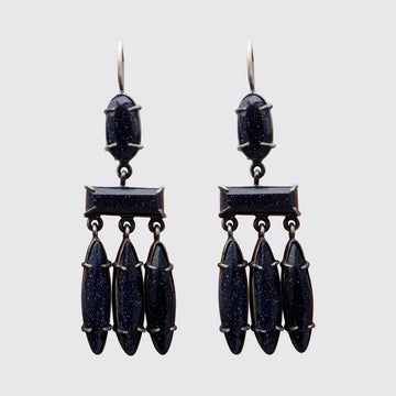 Faceted Oval and Baguette with Marquis Dangles Earrings - EJ2239