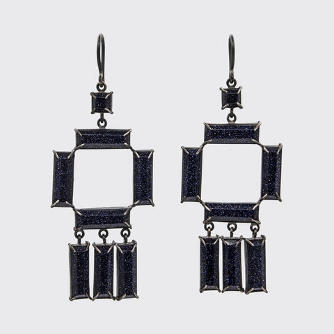 Faceted Baguette Deco Chandelier Earrings - EJ2243