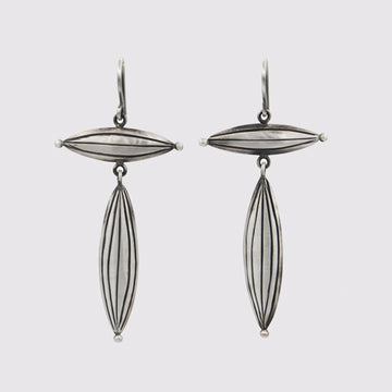 Etched Double Pod Drops with Granulation Earrings - EJ2259