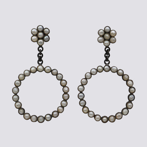 Pearl Flower Hoops - EJ2280