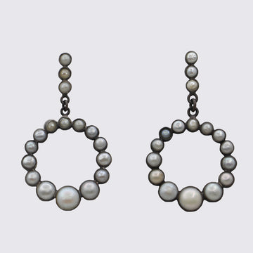 Hoop Dangle Earrings with Pearl Stud Top - EJ2282