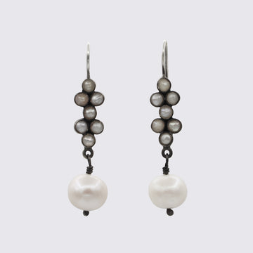 Pearl Cluster with Large Pearl Dangle Earrings - EJ2284