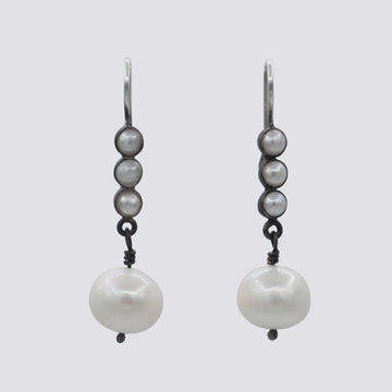 Pearl Bar Drop with Large Pearl Dangle Earrings - EJ2285