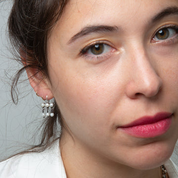 Pearl Bar with Pearl Dangles Earrings - EJ2289