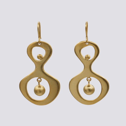 Abstract Earrings with Ball Dangle - EJ2305