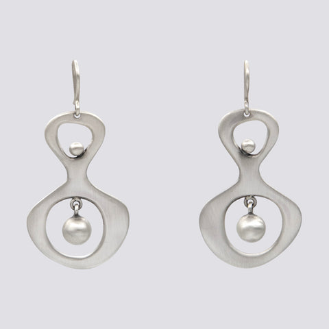 Abstract Earrings with Ball Dangle - EJ2305