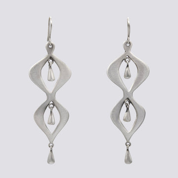 Wavy Earrings with Teardrop Dangles- EJ2306