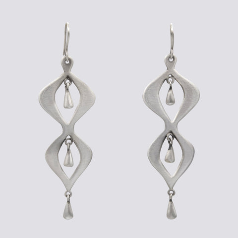 Wavy Earrings with Teardrop Dangles- EJ2306