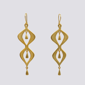 Wavy Earrings with Teardrop Dangles- EJ2306