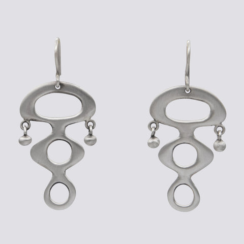 Wavy Earrings with Ball Dangles- EJ2307