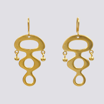 Wavy Earrings with Ball Dangles- EJ2307